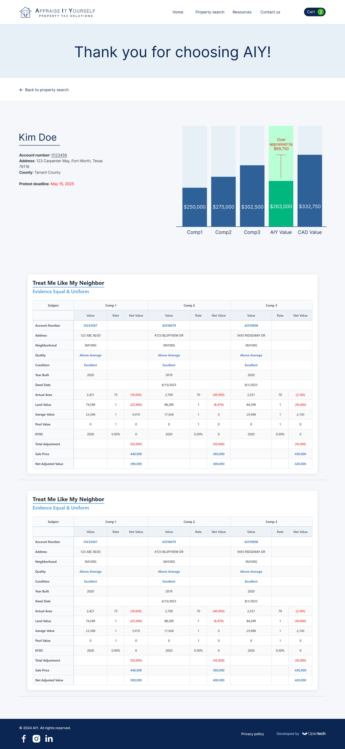 AIY post-purchase evidence report experience